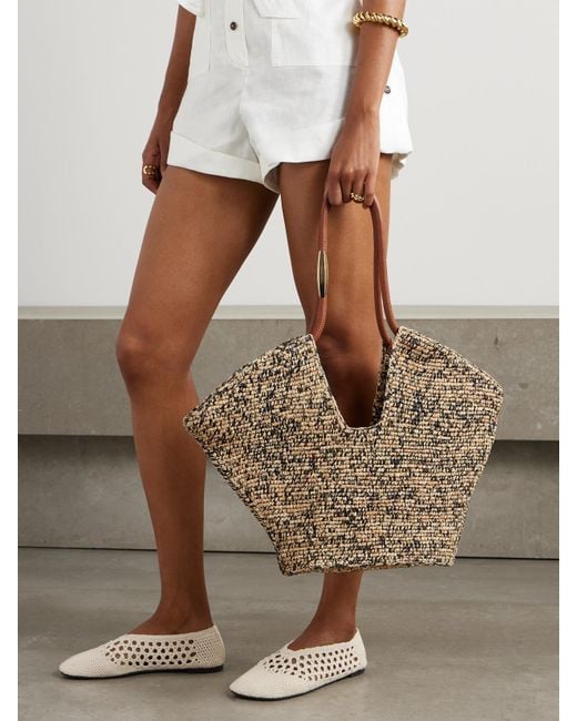 Zimmermann Natural Goldentime Mittelgroße Tote Aus Raffiabast Mit Lederbesätzen Und Verzierung