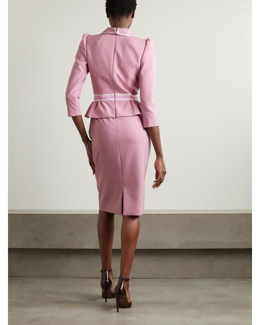 Jenny Packham Pink Honeybee Midikleid Aus Crêpe Mit Ripsbandbesätzen, Kristallen Und Schößchen