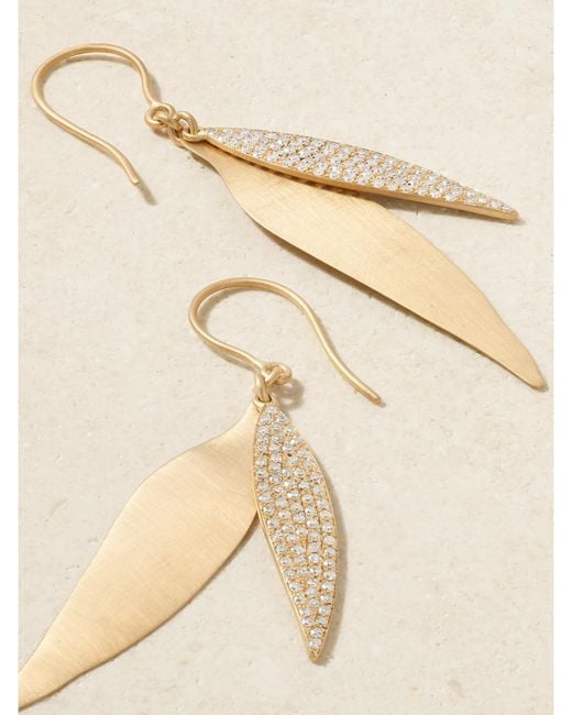 Ileana Makri Natural Falling Leaves 18-Karat Diamond Earrings