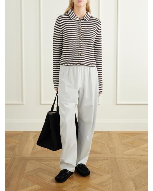 La Ligne Black Mini Marina Cropped Striped Cotton Cardigan