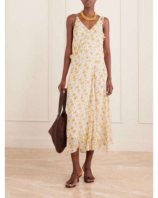 Isabel Marant Metallic Luxie Ruffled Chiffon Dress
