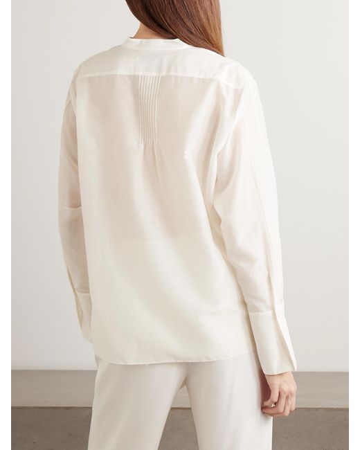 Twp Natural The Night Before Pintucked Cotton And Silk-Blend Voile Shirt