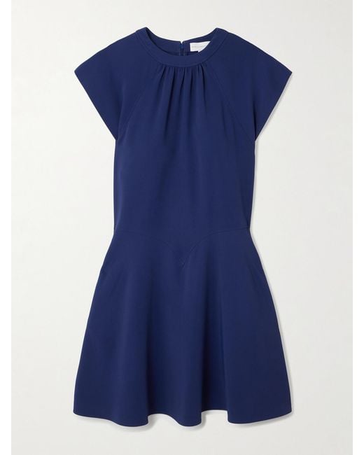 Stella McCartney Blue Gathered Crepe Mini Dress