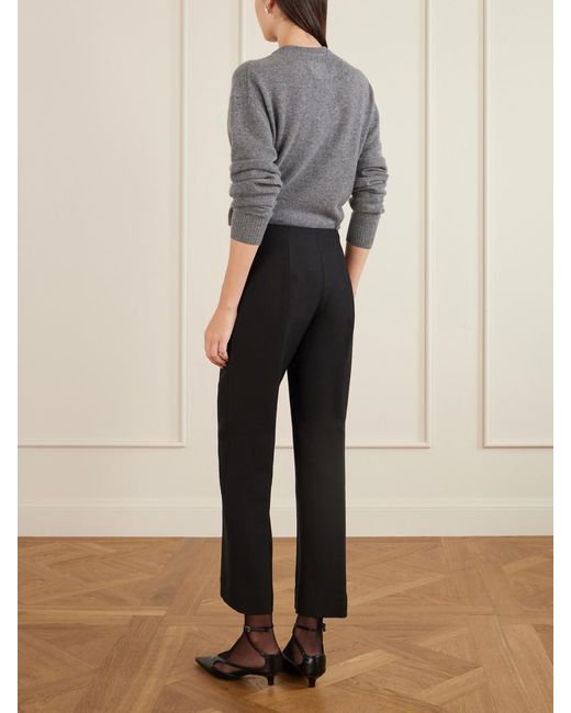 Totême  Black Wool And Silk-Blend Straight-Leg Pants