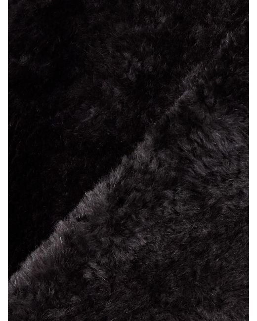 Yves Salomon Black Double-Breasted Shearling Jacket