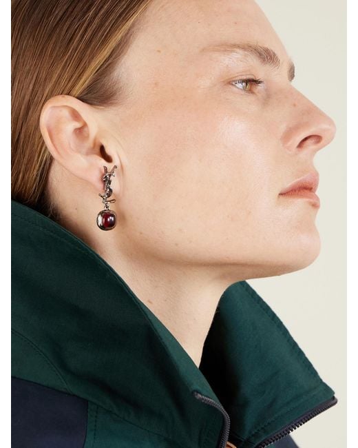 Saint Laurent White Cassandre Pampille-Tone And Resin Earrings