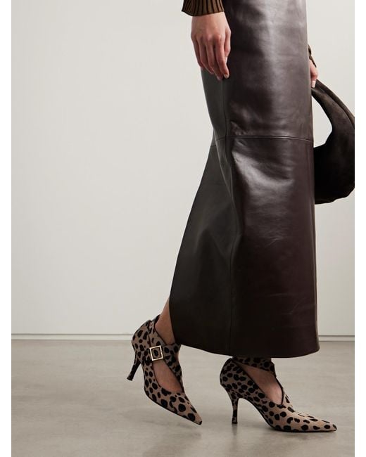 Khaite Black Sloan Leopard-Print Calf Hair Pumps