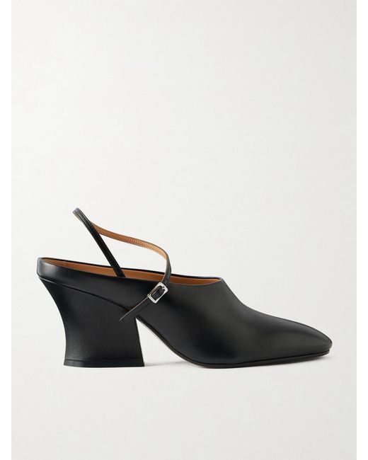 Jil Sander Black Grained-Leather Mules