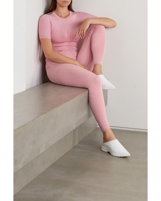 AZ FACTORY Pink Mybody Paneled Stretch-Knit Leggings