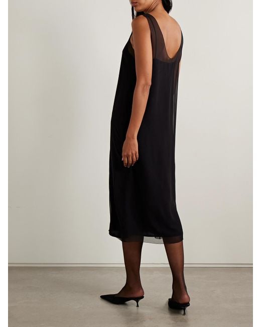 Robe Midi En Mousseline De Soie À Superposition Totême  en coloris Black