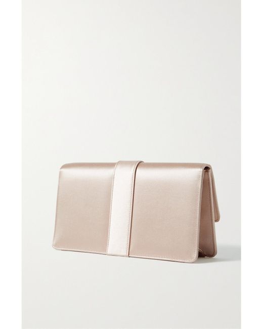 Manolo Blahnik Natural Capri Crystal-Embellished Satin Clutch