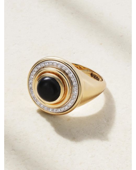 L'Atelier Nawbar Natural Mimete 18-Karat, Onyx And Diamond Pinky Ring
