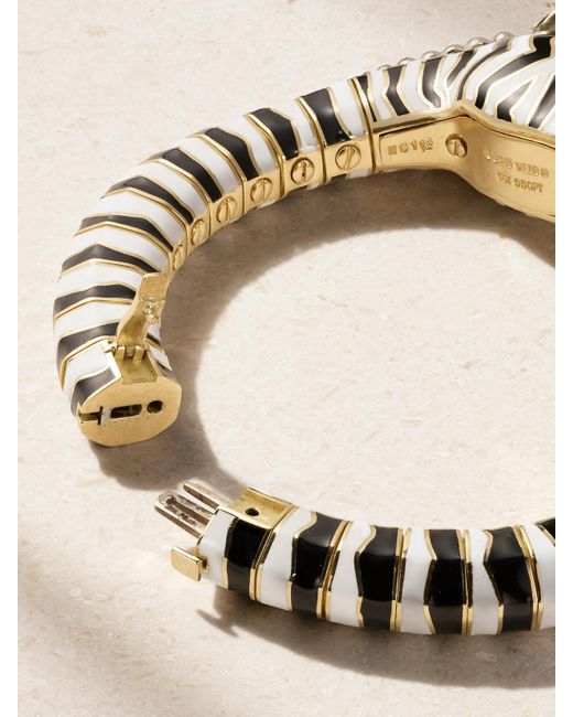 David Webb Natural Zebra 18-Karat, Platinum, Diamond, Ruby And Enamel Bracelet