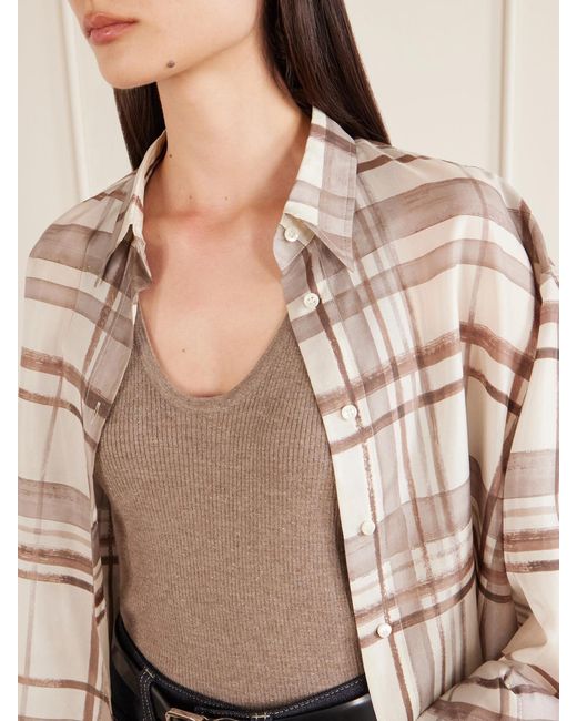 Brunello Cucinelli Natural Ribbed-Knit Tank