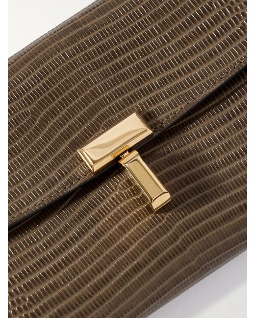 Totême  Natural T-Lock Lizard-Effect Leather Wallet