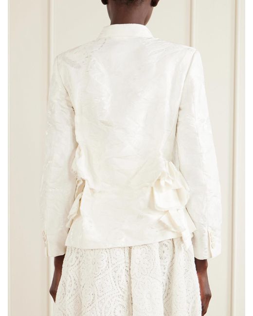 Comme des Garçons Natural Frayed Ruffled Brocade Jacket