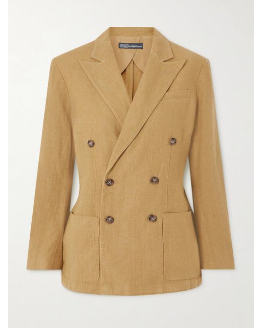 Polo Ralph Lauren Natural Double-Breasted Linen Blazer