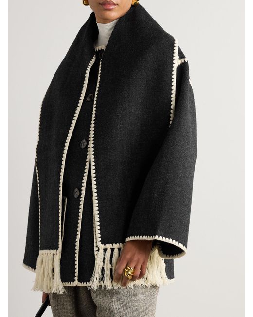 Totême  Black Attached Scarf Wool Jacket