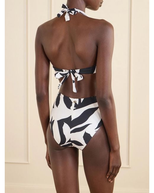 Max Mara White Beachwear Bchavena Printed Bikini Top
