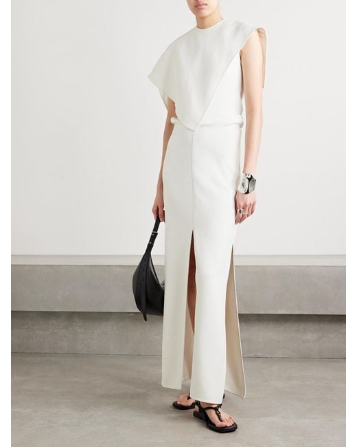 Proenza Schouler White Selene Asymmetric Draped Stretch-Crepe Maxi Dress