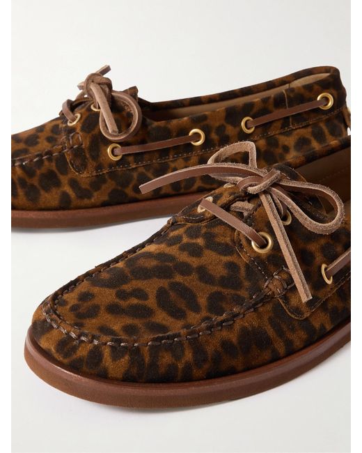 Gianvito Rossi Brown Vandée Leopard-Print Suede Boat Shoes