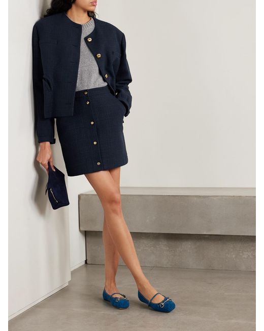 Blazé Milano Blue Missy Appaloosa Cotton-Blend Tweed Mini Skirt