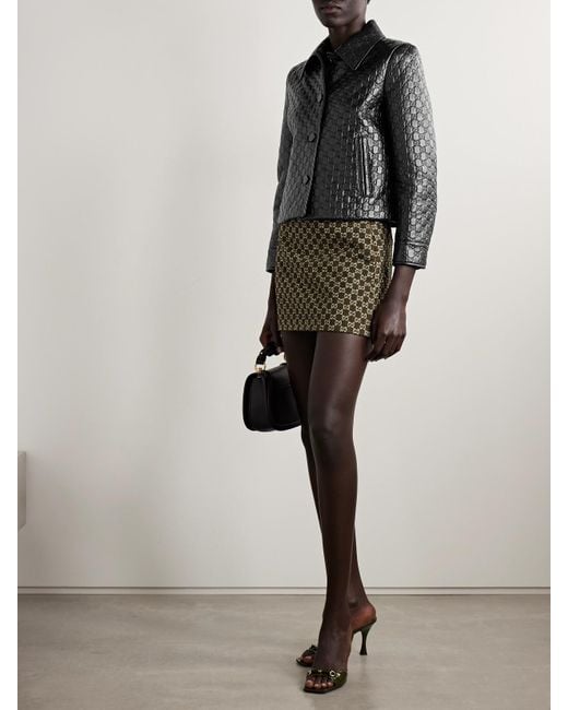Gucci Black Jacke Aus Geprägtem Leder