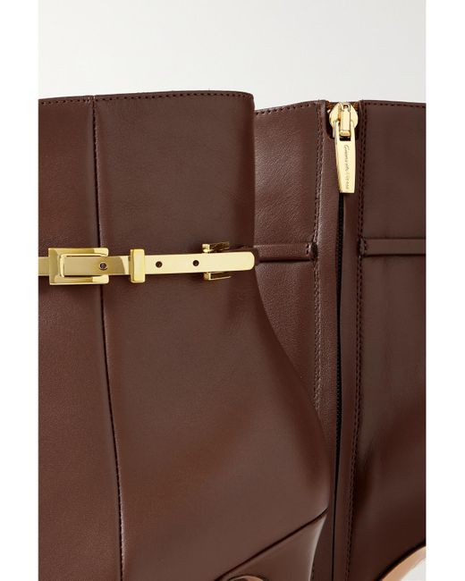 Gianvito Rossi Brown Vitello Glove 85 Embellished Leather Ankle Boots