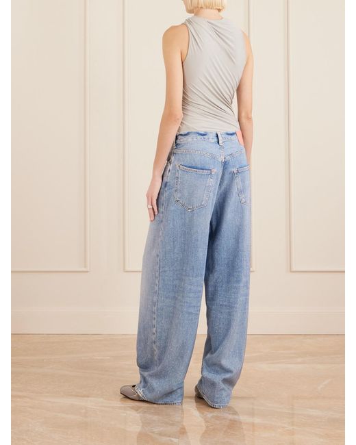 Acne Blue 2023 Crystal-Embellished Low-Rise Wide-Leg Jeans