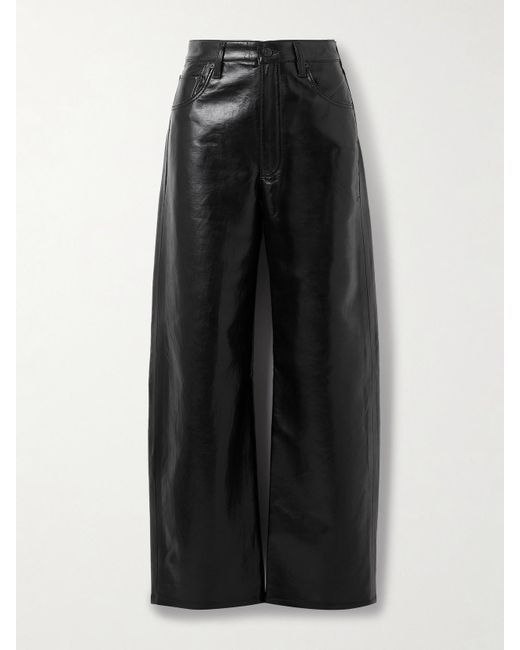 Citizens of Humanity Women's Black Ayla Baggy Recycled-Leather Wide-Leg Pants