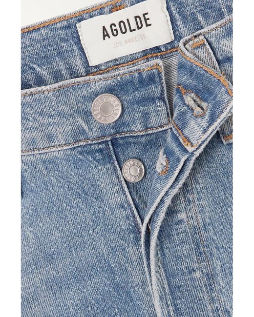 Agolde Blue Riley Cropped High-Rise Straight-Leg Organic Jeans