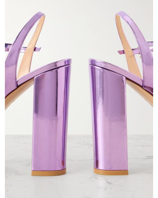 Gianvito Rossi Purple Marlena 85 Mirrored-Leather Platform Sandals