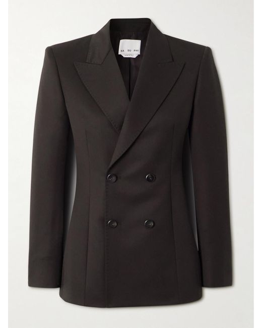 Sa Su Phi Black Wool Double-Breasted Blazer