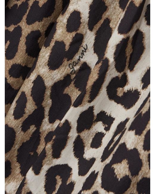 Ganni Multicolor Belted Bow-Embellished Leopard-Print Cotton-Poplin Midi Dress