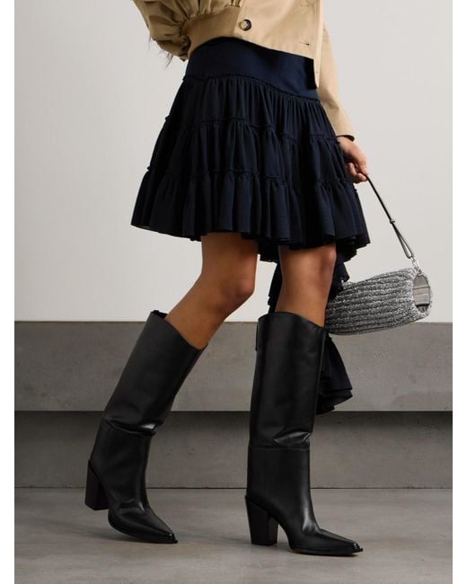 Jimmy Choo Black Cece 80 Kniehohe Stiefel Aus Leder