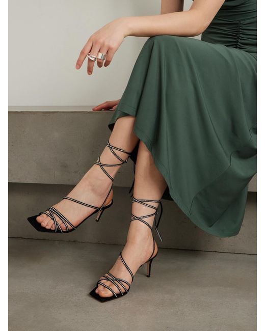 Gianvito Rossi Metallic 75 Crystal-Embellished Suede Sandals