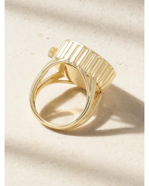 Yvonne Léon Natural 9-Karat, Mother-Of-Pearl And Diamond Ring Watch
