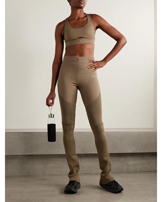 Adidas By Stella McCartney Natural Leggings Aus Recyceltem Stretch-Material Und Rippstrick