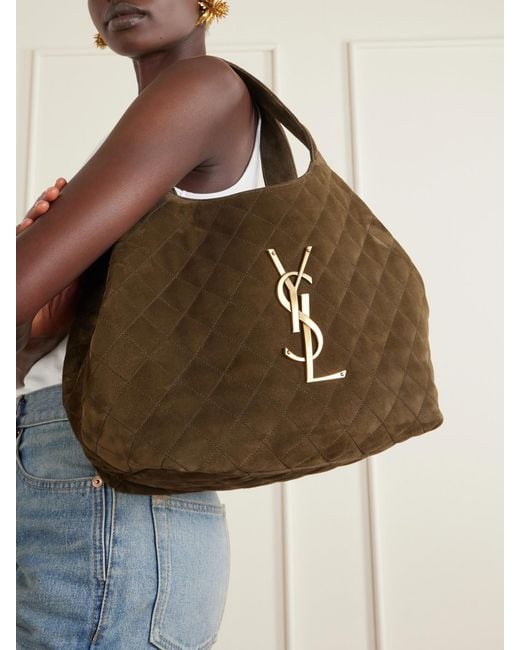 Saint Laurent Brown Icare Medium Matelassé Leather Tote