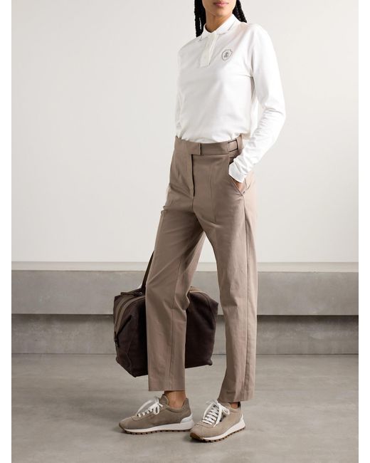 Brunello Cucinelli White Polohemd Aus Baumwoll-Jersey Mit Print