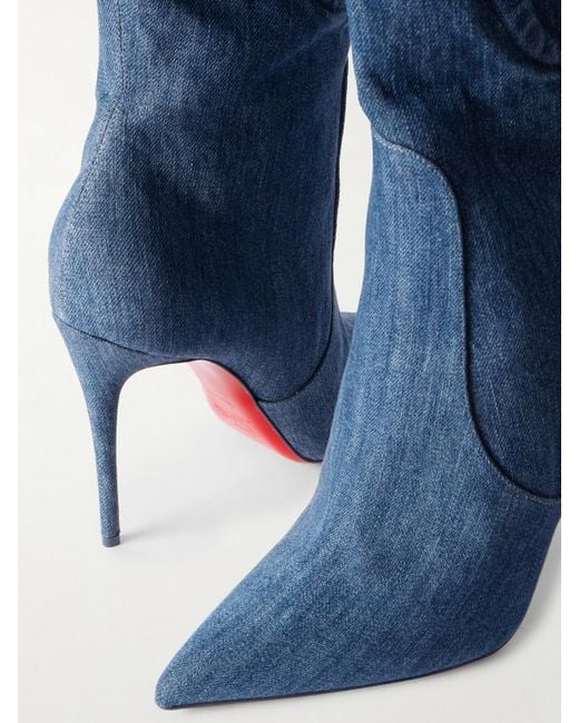 Christian Louboutin Blue Overknee-Stiefel Kate Botta Alta 100 Aus Denim