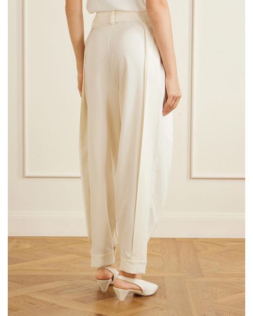 Sharon Wauchob White Clio Belted Wool Straight-Leg Pants