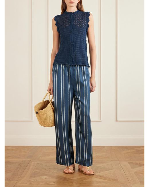 Eres Blue Aurora Crochet-Knit Top