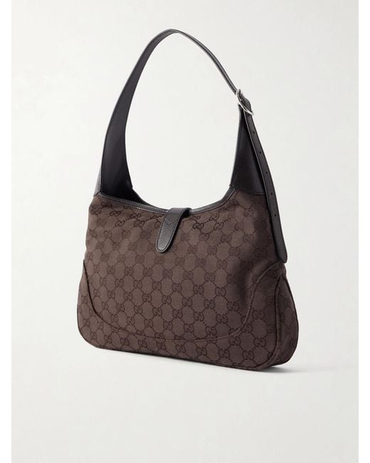 Gucci Brown Jackie 1961 Gg Supreme-Jacquard Leather-Trimmed Canvas Shoulder Bag