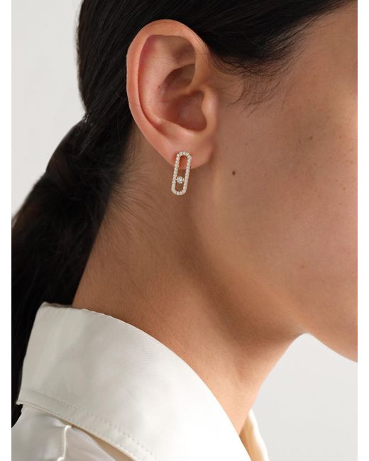 Boucles D'Oreilles En Or 18 Carats (750/1000) Et Diamants Move Uno Messika en coloris Natural