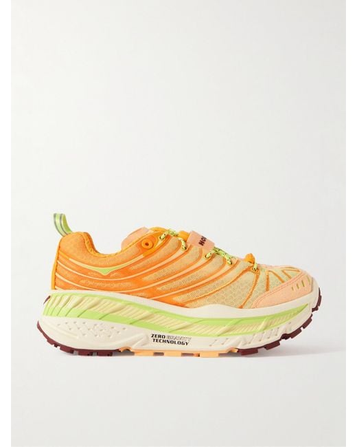 Hoka One One Yellow Stinson Evo Og Rubber-Trimmed Mesh Sneakers