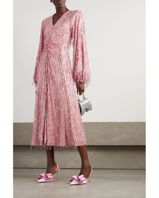 ROTATE BIRGER CHRISTENSEN Pink Maxikleid Mit Pailletten