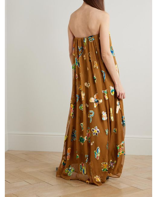 ALÉMAIS Velvet-Trimmed Gathered Metallic Silk-Blend Gown