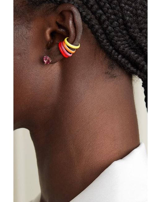 Fry Powers Pink The Complete Set Unicorn Set Of Eight Sterling And Enamel Ear Cuffs