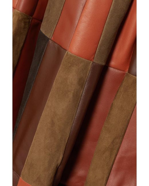 Gabriela Hearst Brown Mayita Patchwork Suede And Leather Skirt